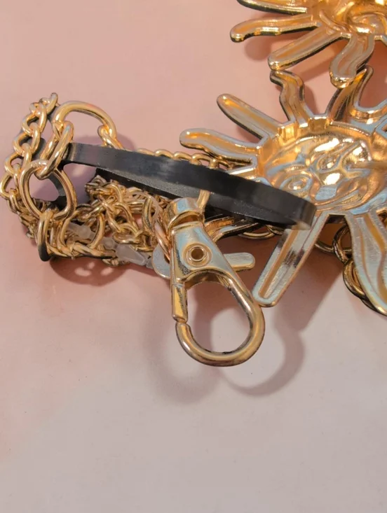 Boho Sunburst Chain Belt Celestial Gold Layered Festival Western Coachella NWT - Picture 7 of 11